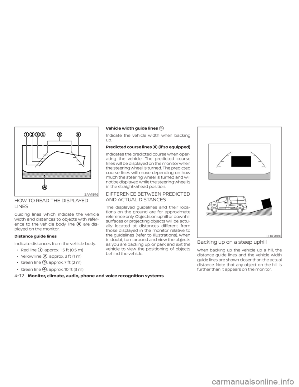 NISSAN NV200 2019  Owners Manual SAA1896
LHA3886
4-12Monitor, climate, audio, phone and voice recognition systems 