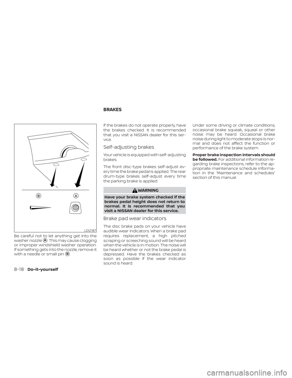NISSAN NV200 2019  Owners Manual LDI2187
BRAKES 