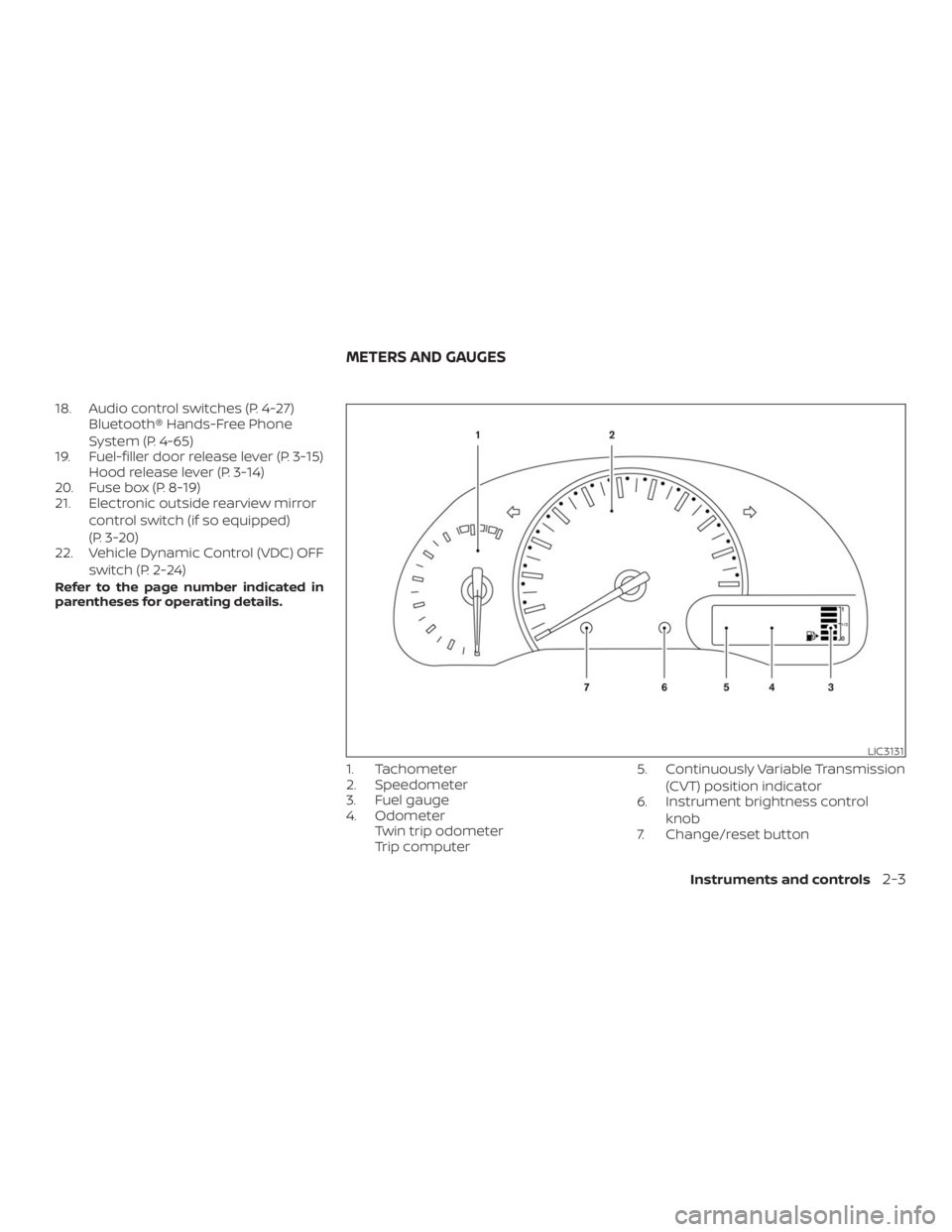 NISSAN NV200 2019 Manual PDF LIC3131
METERS AND GAUGES
Instruments and controls2-3 