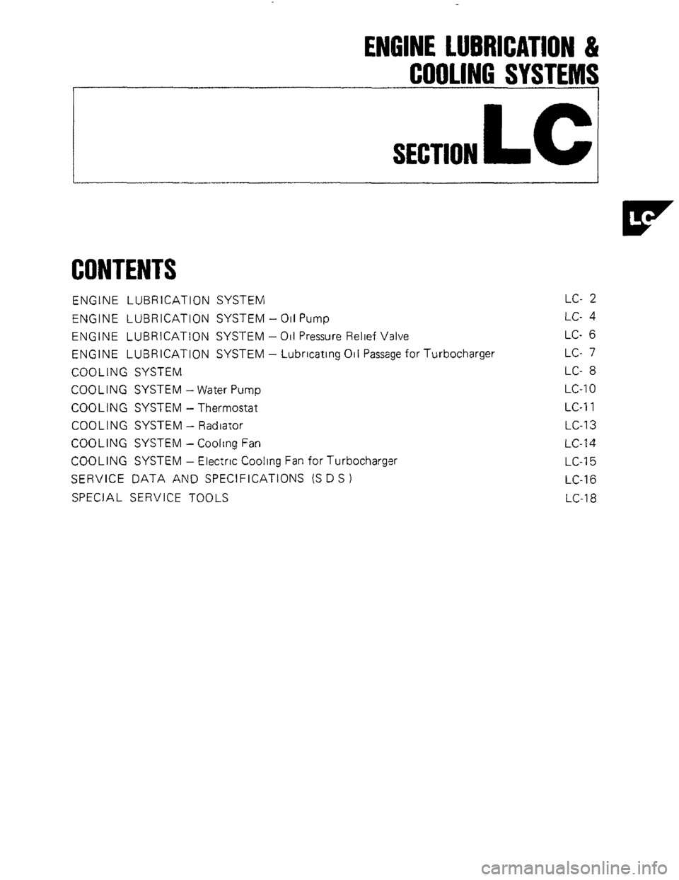 NISSAN 300ZX 1984 Z31 Engine Lubrication And Cooling System Workshop Manual 