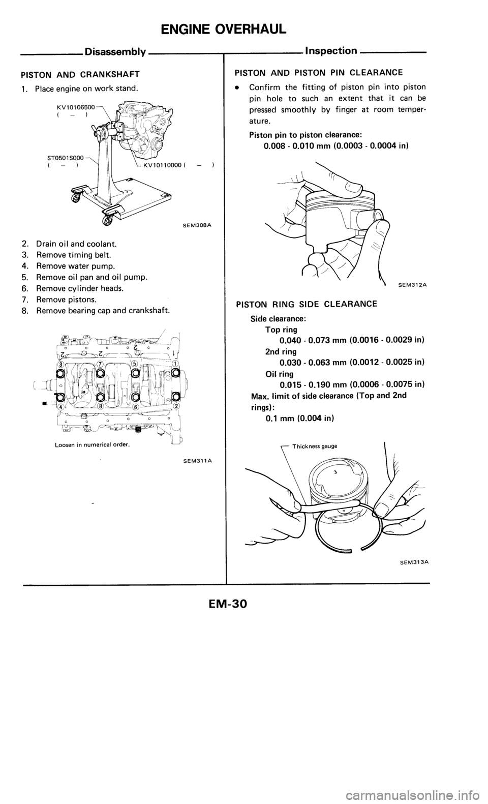 NISSAN 300ZX 1984 Z31 Engine Mechanical Owners Manual 