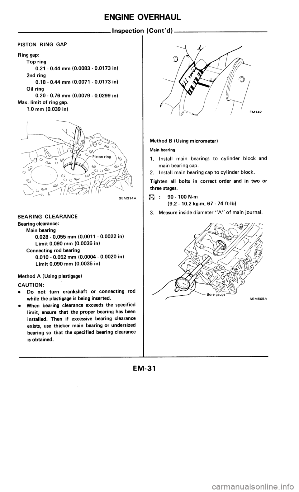 NISSAN 300ZX 1984 Z31 Engine Mechanical Owners Guide 