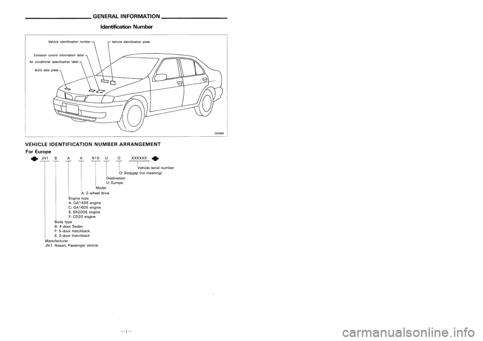 NISSAN ALMERA N15 1995 Service Manual
~~~~~~~~_GENERALJNFORM~ION~~~~~~~~_
IdentificationNumber _
REPLACEMENTOPERATIONS
Rear SideMember Extension
Sedan
-------
/
/\
---
/ \ -
'------- /~ ,,\I
c-
~ ~>~
111
114
Service
Join NISSAN ALMERA N15 1995 Service Manual
~~~~~~~~_GENERALJNFORM~ION~~~~~~~~_
IdentificationNumber _
REPLACEMENTOPERATIONS
Rear SideMember Extension
Sedan
-------
/
/\
---
/ \ -
'------- /~ ,,\I
c-
~ ~>~
111
114
Service
Join