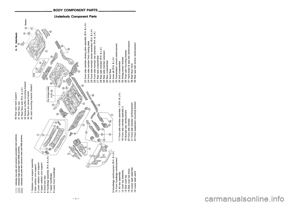 NISSAN ALMERA N15 1995 Service Manual UnderbodyComponent Parts REPLACEMENT'
OPERATIONS
Rear Fender
3-doorhatchback
@
1
or
11 1
@
1
or
11 1
112
111
112
114
113
-\
M,
I.
G plug weld MIG Id/
(For 3panels plugweld method )P: NISSAN ALMERA N15 1995 Service Manual UnderbodyComponent Parts REPLACEMENT'
OPERATIONS
Rear Fender
3-doorhatchback
@
1
or
11 1
@
1
or
11 1
112
111
112
114
113
-\
M,
I.
G plug weld MIG Id/
(For 3panels plugweld method )P: