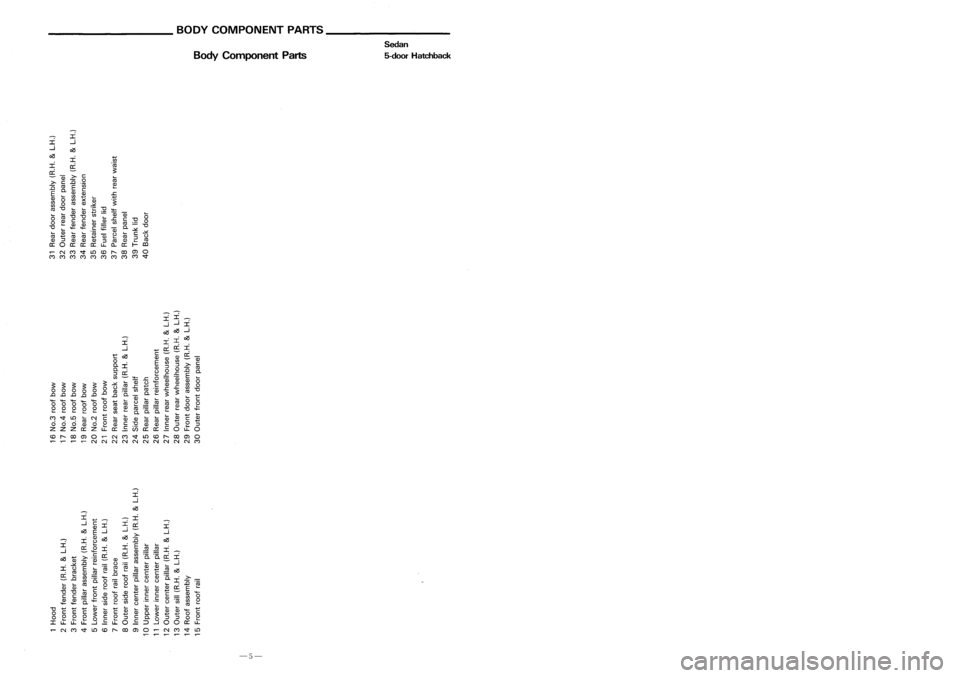 NISSAN ALMERA N15 1995 Service Manual
~~~~~~~_BODYCOMPONENTPAR~~~~~~~~_
BodyComponent Parts Sedan
5-door Hatchback REPLACEMENT
OPERATIONS
Rear Fender
Sedan
@ 1orll 1
o~
( \ FR
..an
(length :10mm)
114
M. I.G plug weld MIG seam wel NISSAN ALMERA N15 1995 Service Manual
~~~~~~~_BODYCOMPONENTPAR~~~~~~~~_
BodyComponent Parts Sedan
5-door Hatchback REPLACEMENT
OPERATIONS
Rear Fender
Sedan
@ 1orll 1
o~
( \ FR
..an
(length :10mm)
114
M. I.G plug weld MIG seam wel