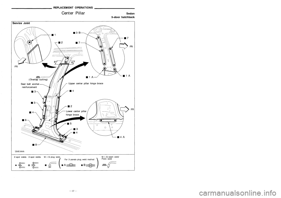 NISSAN ALMERA N15 1995 Service Manual REPLACEMENTOPERATIONS
Center Pillar
Sedan
5-door hatchback
________
CORROSIONPROTECTION _
Anti-corrosive Wax
E
Hatchback
Section C-C:
For Australia model
Section
E-E:Hatchback
Section
8-8:
:
Ind NISSAN ALMERA N15 1995 Service Manual REPLACEMENTOPERATIONS
Center Pillar
Sedan
5-door hatchback
________
CORROSIONPROTECTION _
Anti-corrosive Wax
E
Hatchback
Section C-C:
For Australia model
Section
E-E:Hatchback
Section
8-8:
:
Ind