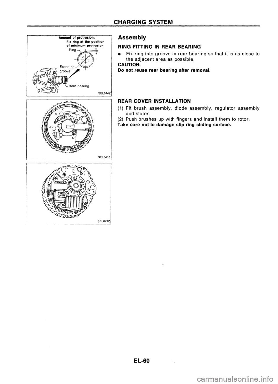 NISSAN ALMERA N15 1995  Service Manual Amountofprotrusion:

Fix ring atthe position

OfR~~wnlmum protrusion.

,,,,' 
.
~~

, 
~... 
\

- 
,'.:' 
;
.',

, 
"

Eccentric '
<-' 
>/

groovy

Rearbearing

SEL044Z
SEL