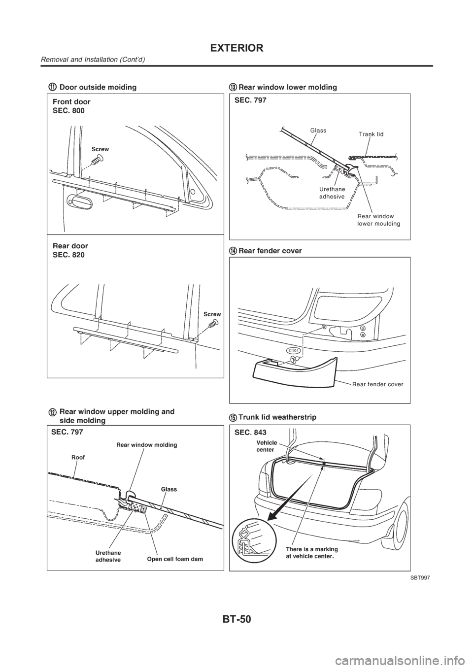 NISSAN ALMERA N16 2003 Electronic Repair Manual SBT997
EXTERIOR
Removal and Installation (Cont’d)
BT-50 NISSAN ALMERA N16 2003 Electronic Repair Manual SBT997
EXTERIOR
Removal and Installation (Cont’d)
BT-50