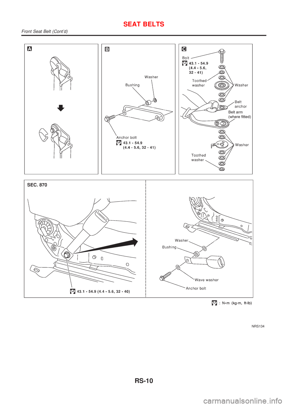 NISSAN ALMERA N16 2001  Electronic Repair Manual NRS134
SEAT BELTS
Front Seat Belt (Contd)
RS-10 