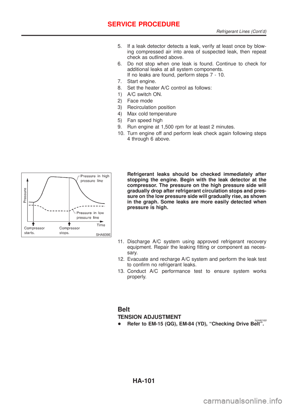 NISSAN ALMERA N16 2001 Electronic Repair Manual 5. If a leak detector detects a leak, verify at least once by blow-
ing compressed air into area of suspected leak, then repeat
check as outlined above.
6. Do not stop when one leak is found. Continue NISSAN ALMERA N16 2001 Electronic Repair Manual 5. If a leak detector detects a leak, verify at least once by blow-
ing compressed air into area of suspected leak, then repeat
check as outlined above.
6. Do not stop when one leak is found. Continue