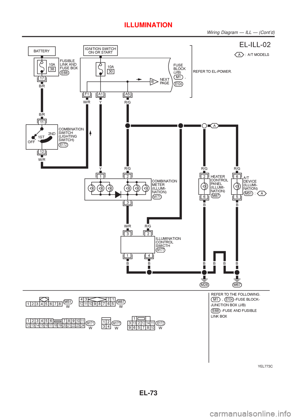 NISSAN ALMERA N16 2001  Electronic Repair Manual YEL773C
ILLUMINATION
Wiring Diagram Ð ILL Ð (Contd)
EL-73 