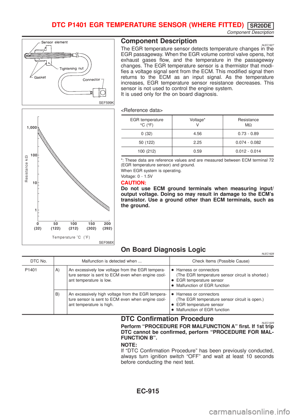 NISSAN ALMERA TINO 2001 Service Repair Manual SEF599K
Component DescriptionNLEC1627The EGR temperature sensor detects temperature changes in the
EGR passageway. When the EGR volume control valve opens, hot
exhaust gases flow, and the temperature NISSAN ALMERA TINO 2001 Service Repair Manual SEF599K
Component DescriptionNLEC1627The EGR temperature sensor detects temperature changes in the
EGR passageway. When the EGR volume control valve opens, hot
exhaust gases flow, and the temperature
