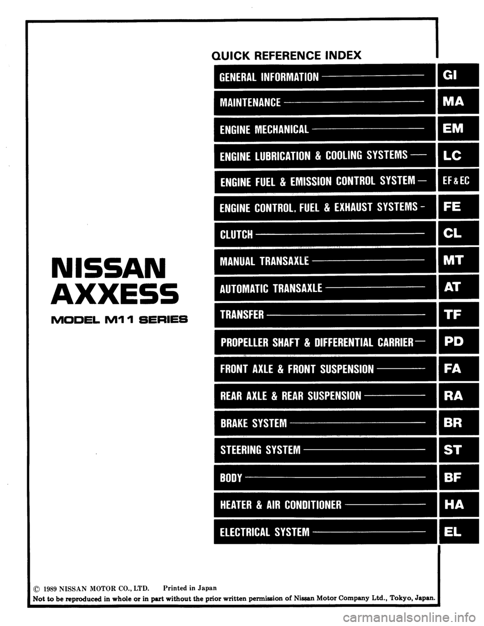 NISSAN AXXESS 1990  Service Repair Manual 