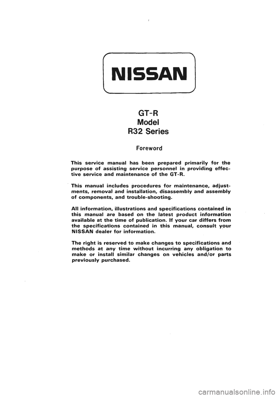 NISSAN GT-R 1989  Service Manual 