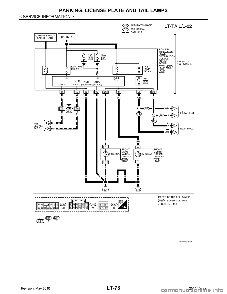 NISSAN LATIO 2011  Service Repair Manual LT-78
< SERVICE INFORMATION >
PARKING, LICENSE PLATE AND TAIL LAMPS
ABLWA1026GB
Revision: May 20102011 Versa 