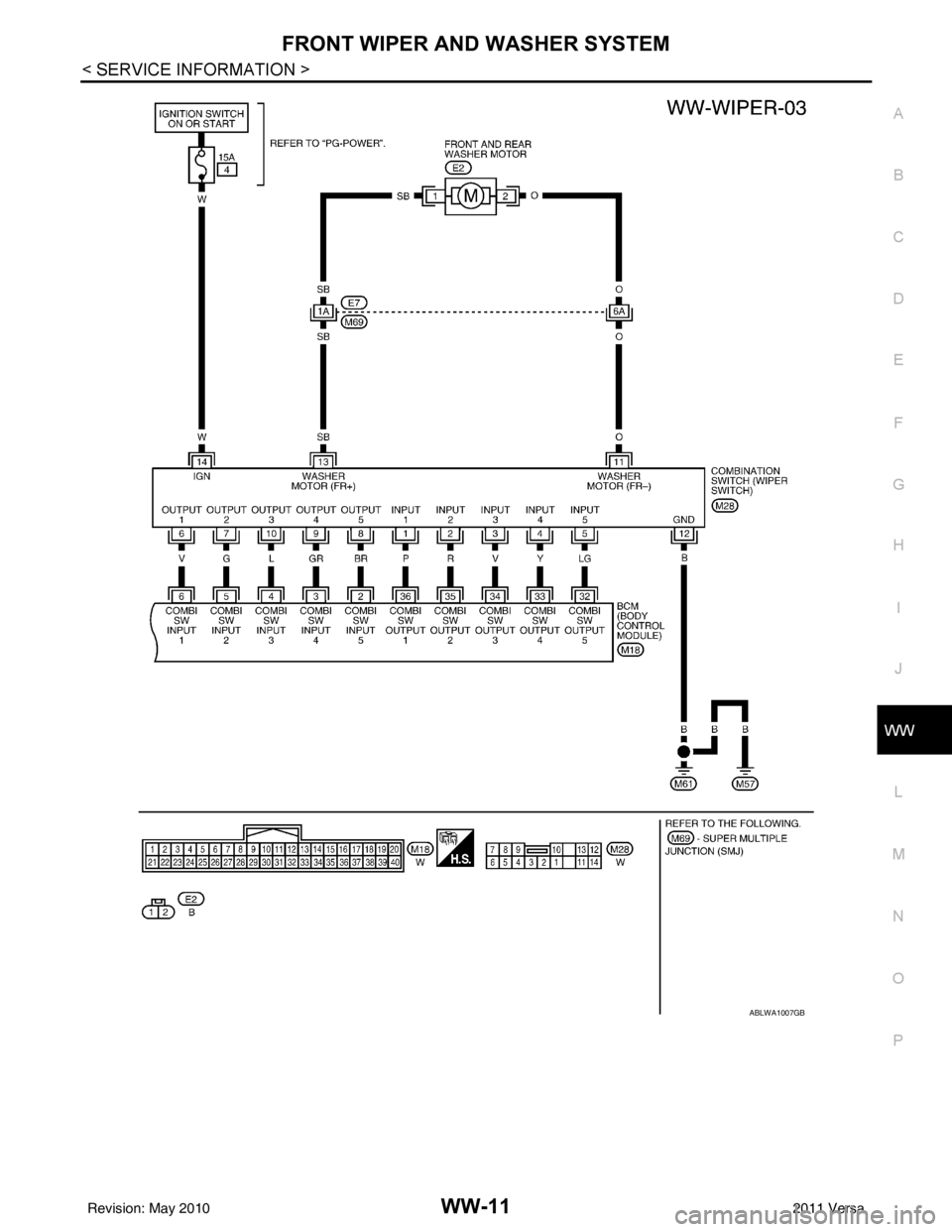 NISSAN LATIO 2011 Service Repair Manual FRONT WIPER AND WASHER SYSTEMWW-11
< SERVICE INFORMATION >
C
DE
F
G H
I
J
L
M A
B
WW
N
O P
ABLWA1007GB
Revision: May 2010 2011 Versa NISSAN LATIO 2011 Service Repair Manual FRONT WIPER AND WASHER SYSTEMWW-11
< SERVICE INFORMATION >
C
DE
F
G H
I
J
L
M A
B
WW
N
O P
ABLWA1007GB
Revision: May 2010 2011 Versa