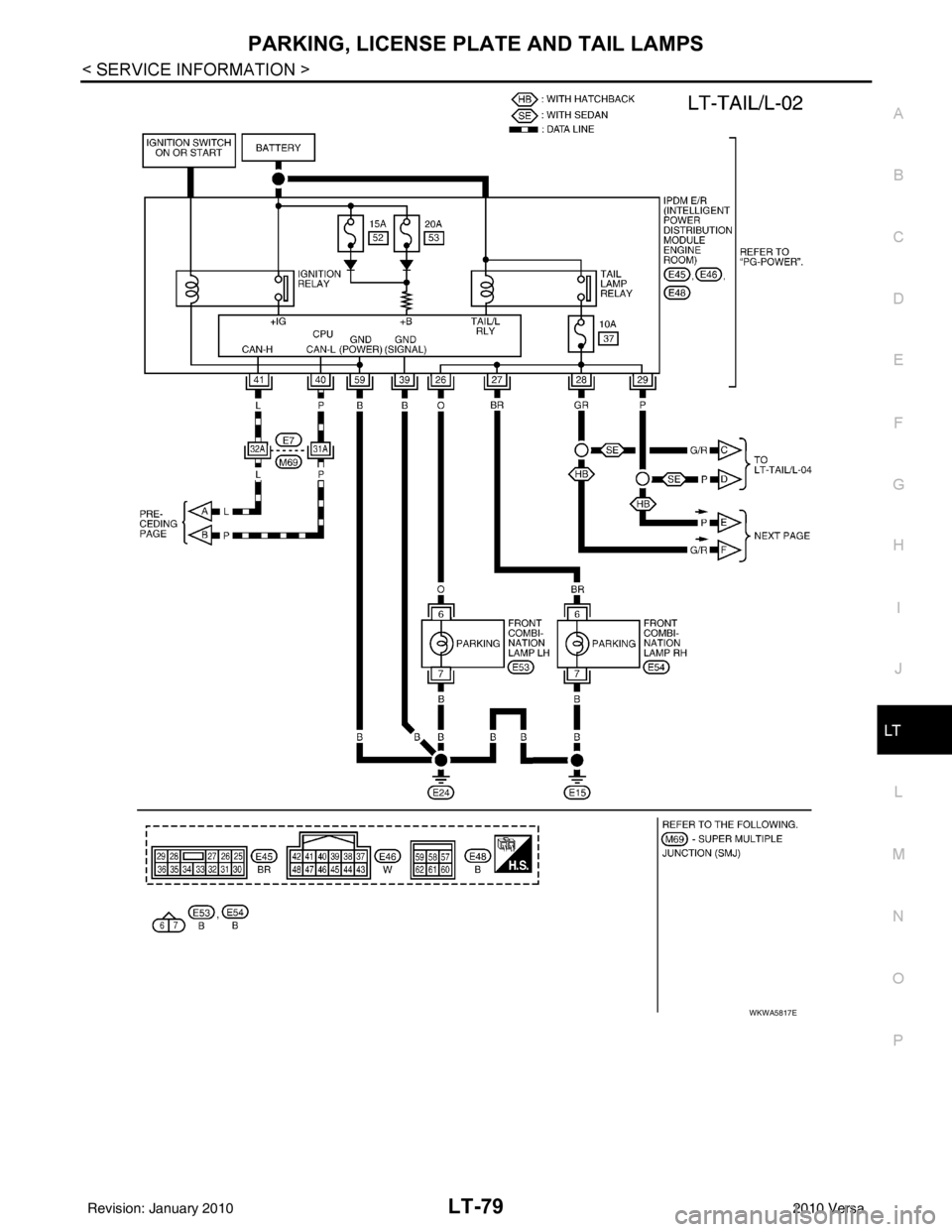 NISSAN LATIO 2010  Service Repair Manual PARKING, LICENSE PLATE AND TAIL LAMPS
LT-79
< SERVICE INFORMATION >
C
D E
F
G H
I
J
L
M A
B
LT
N
O P
WKWA5817E
Revision: January 20102010 Versa 