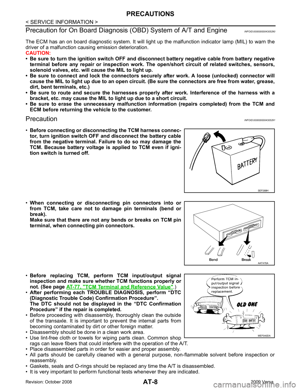 NISSAN LATIO 2009 Service User Guide TCM Terminal and Reference Value "
MEF040DA NISSAN LATIO 2009 Service User Guide TCM Terminal and Reference Value "
MEF040DA