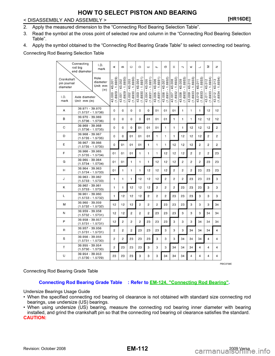NISSAN LATIO 2009  Service Repair Manual Connecting Rod Bearing " . 