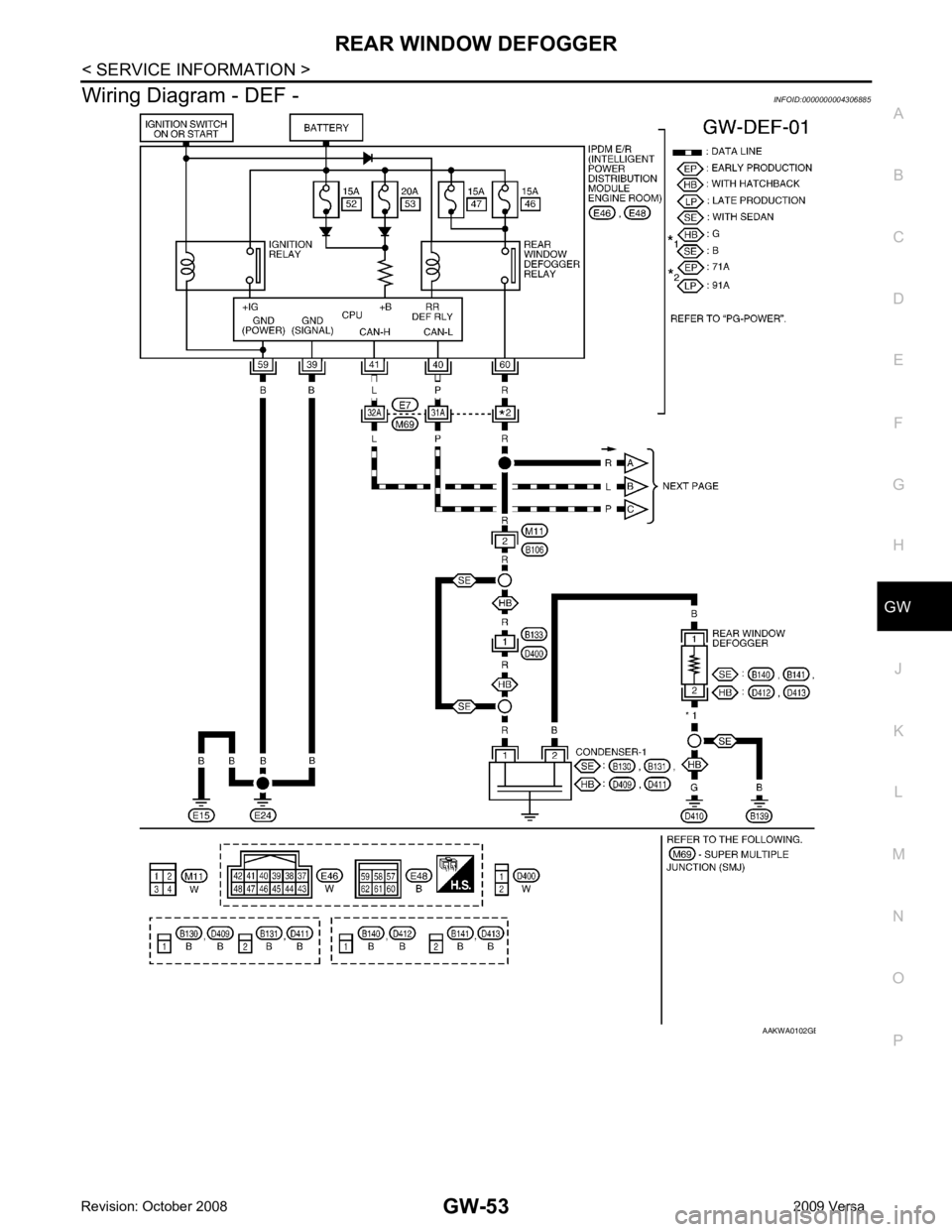 NISSAN LATIO 2009  Service Repair Manual GW
N
O P
Wiring Diagram - DEF -
INFOID:0000000004306885 B 