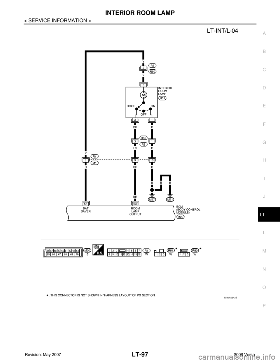 NISSAN LATIO 2008  Service Repair Manual INTERIOR ROOM LAMP
LT-97
< SERVICE INFORMATION >
C
D
E
F
G
H
I
J
L
MA
B
LT
N
O
P
LKWA0342E 