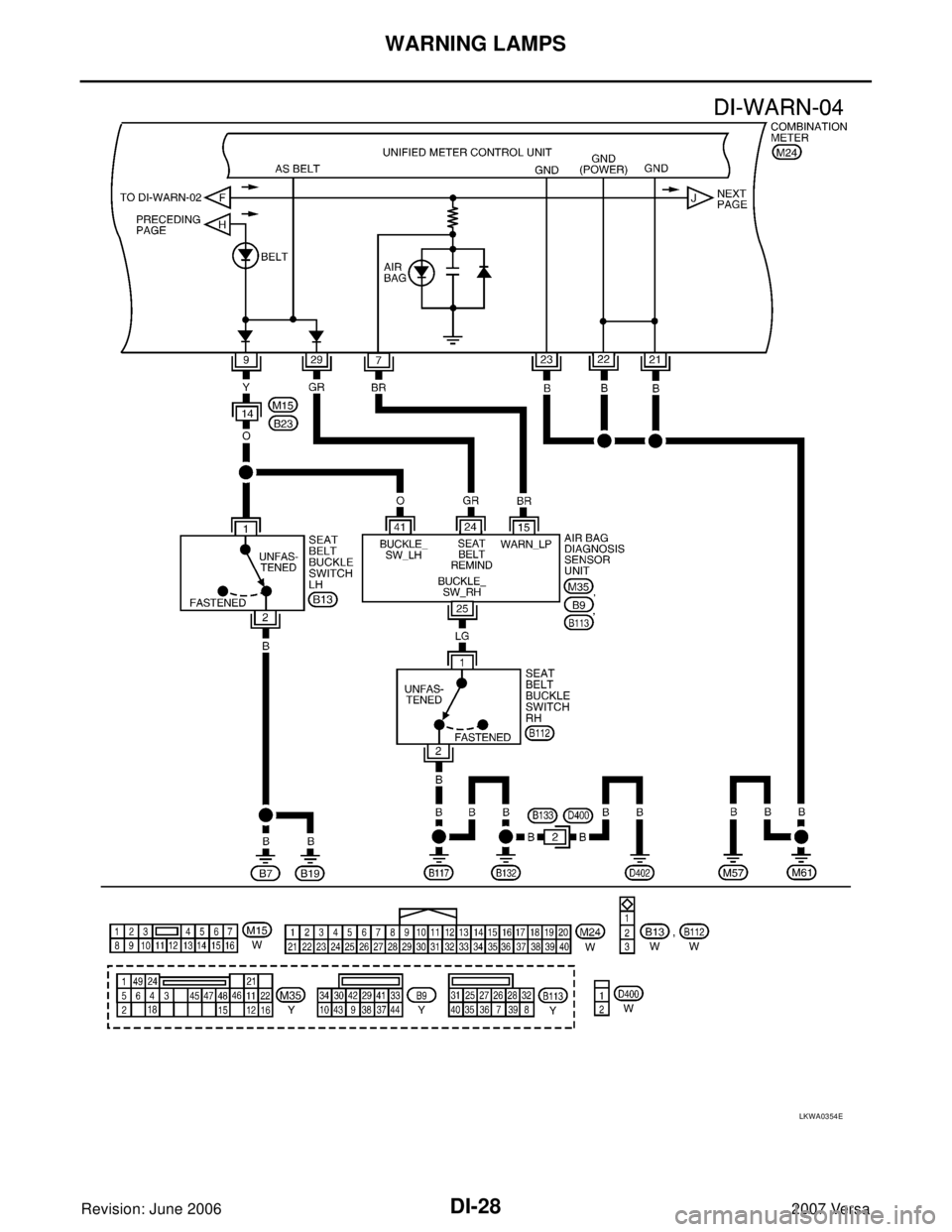 NISSAN LATIO 2007  Service Repair Manual DI-28
WARNING LAMPS
Revision: June 20062007 Versa
LKWA0354E 