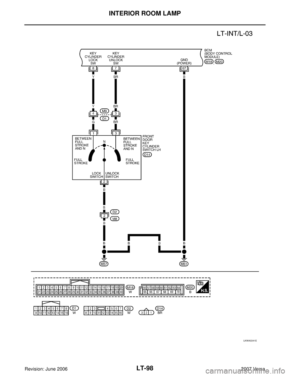 NISSAN LATIO 2007  Service Repair Manual LT-98
INTERIOR ROOM LAMP
Revision: June 20062007 Versa
LKWA0341E 