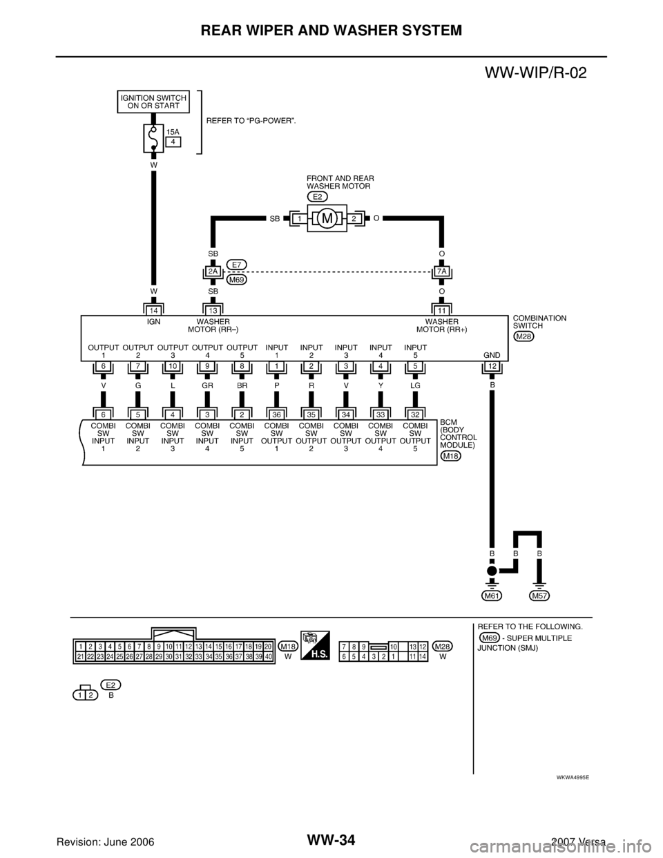 NISSAN LATIO 2007 Service Repair Manual WW-34
REAR WIPER AND WASHER SYSTEM
Revision: June 20062007 Versa
WKWA4995E NISSAN LATIO 2007 Service Repair Manual WW-34
REAR WIPER AND WASHER SYSTEM
Revision: June 20062007 Versa
WKWA4995E
