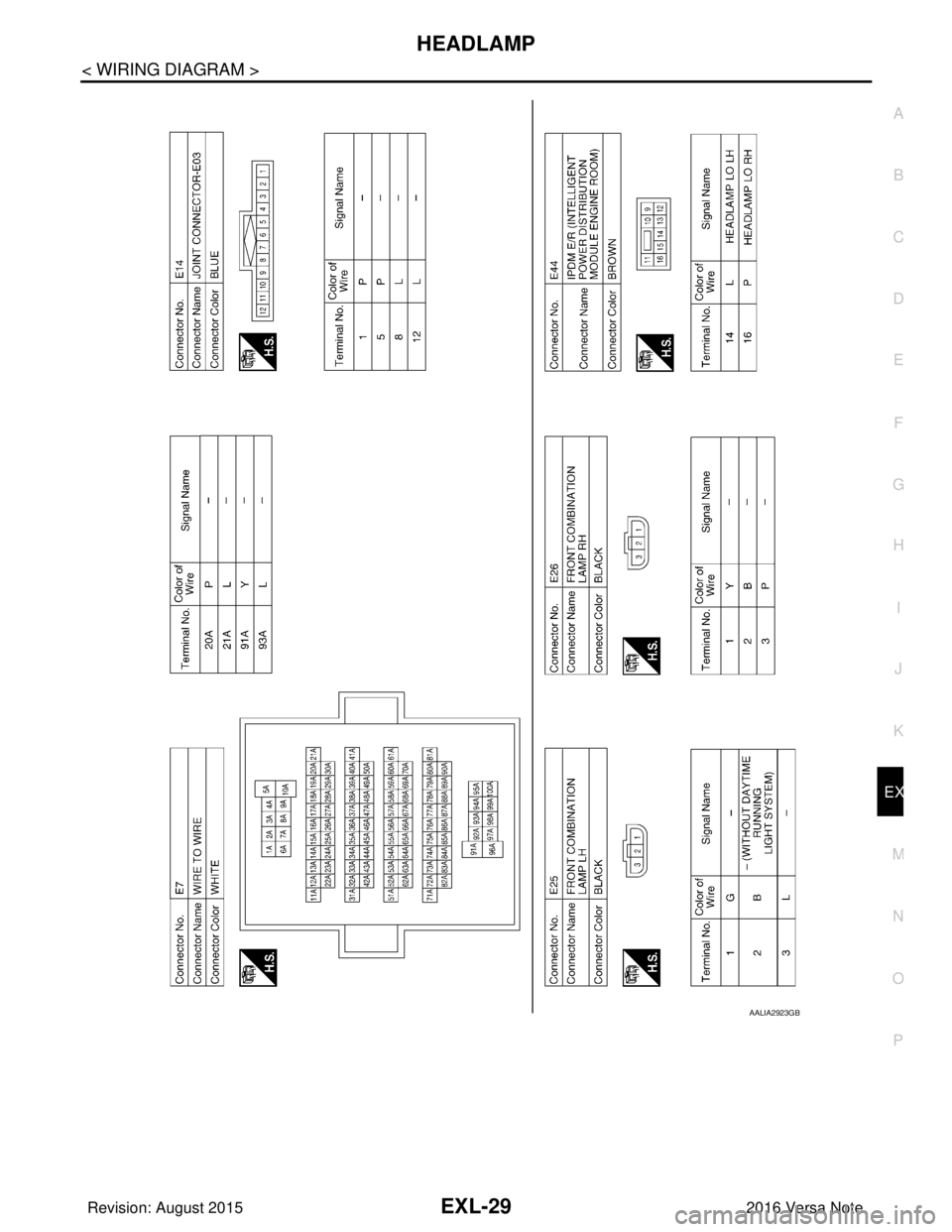 NISSAN NOTE 2016 Service Repair Manual HEADLAMPEXL-29
< WIRING DIAGRAM >
C
DE
F
G H
I
J
K
M A
B
EXL
N
O P
AALIA2923GB
Revision: August 2015 2016 Versa Note
cardiagn.com NISSAN NOTE 2016 Service Repair Manual HEADLAMPEXL-29
< WIRING DIAGRAM >
C
DE
F
G H
I
J
K
M A
B
EXL
N
O P
AALIA2923GB
Revision: August 2015 2016 Versa Note
cardiagn.com