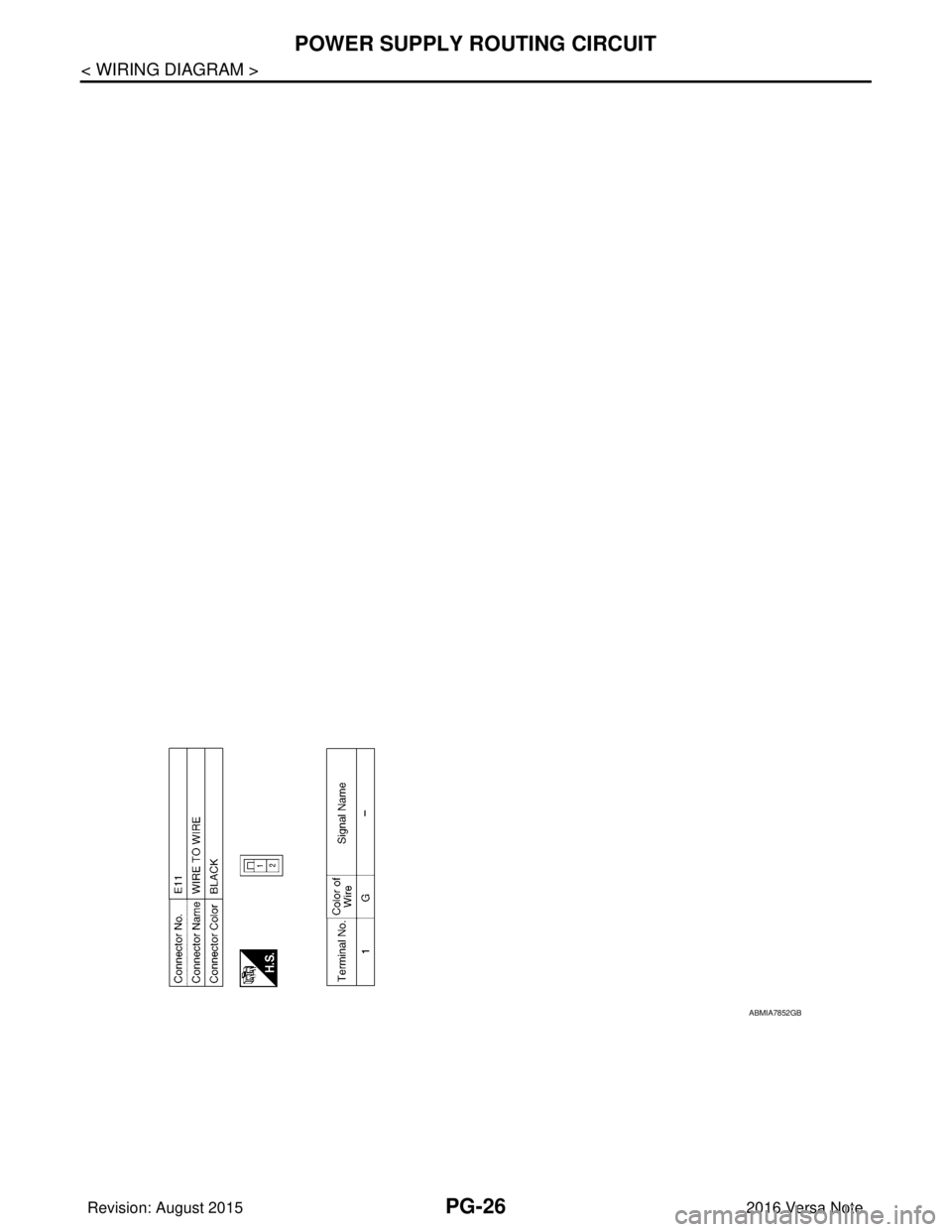 NISSAN NOTE 2016 Service Repair Manual PG-26
< WIRING DIAGRAM >
POWER SUPPLY ROUTING CIRCUIT
ABMIA7852GB
Revision: August 20152016 Versa Note
cardiagn.com NISSAN NOTE 2016 Service Repair Manual PG-26
< WIRING DIAGRAM >
POWER SUPPLY ROUTING CIRCUIT
ABMIA7852GB
Revision: August 20152016 Versa Note
cardiagn.com