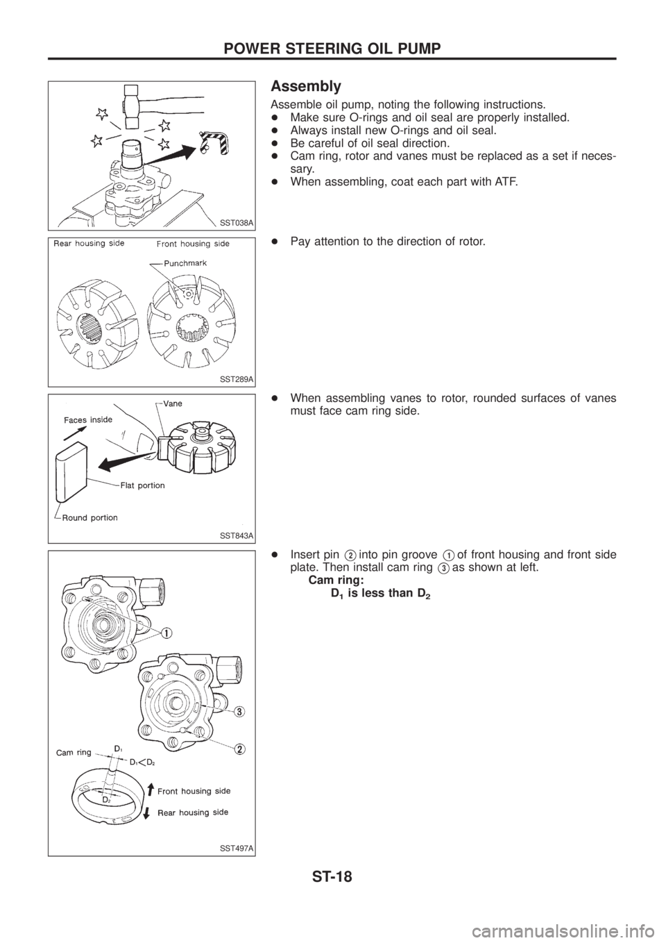 NISSAN PATROL 2006  Service Manual Assembly
Assemble oil pump, noting the following instructions.
+Make sure O-rings and oil seal are properly installed.
+Always install new O-rings and oil seal.
+Be careful of oil seal direction.
+Cam