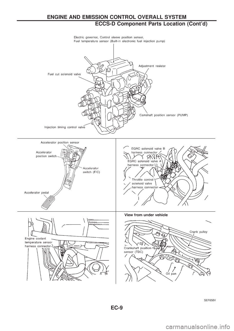 NISSAN PATROL 2006  Service Manual SEF658V
ENGINE AND EMISSION CONTROL OVERALL SYSTEM
ECCS-D Component Parts Location (Contd)
EC-9 