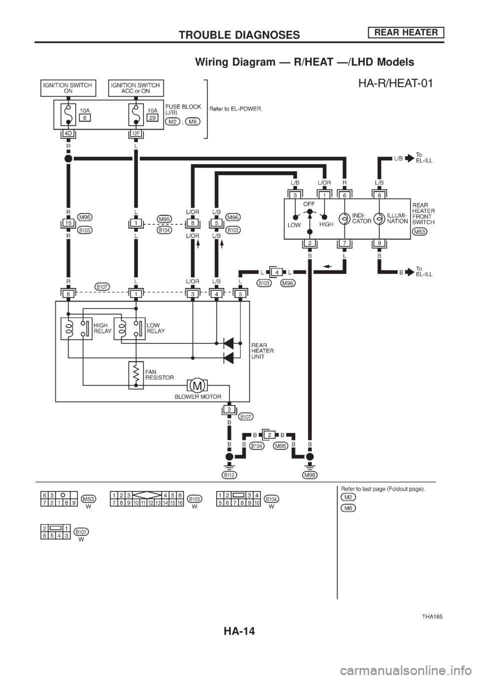 NISSAN PATROL 2006  Service Manual Wiring Diagram Ð R/HEAT Ð/LHD Models
THA165
TROUBLE DIAGNOSESREAR HEATER
HA-14 