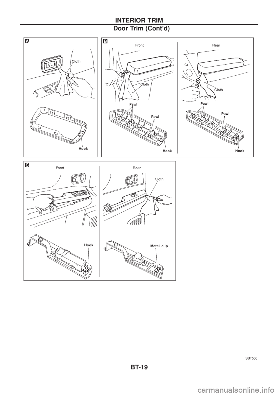 NISSAN PATROL 2006 Owners Manual SBT566
INTERIOR TRIM
Door Trim (Contd)
BT-19 
