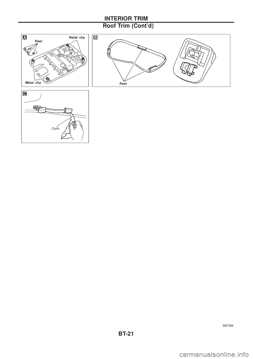 NISSAN PATROL 2006 Owners Manual SBT569
INTERIOR TRIM
Roof Trim (Contd)
BT-21 