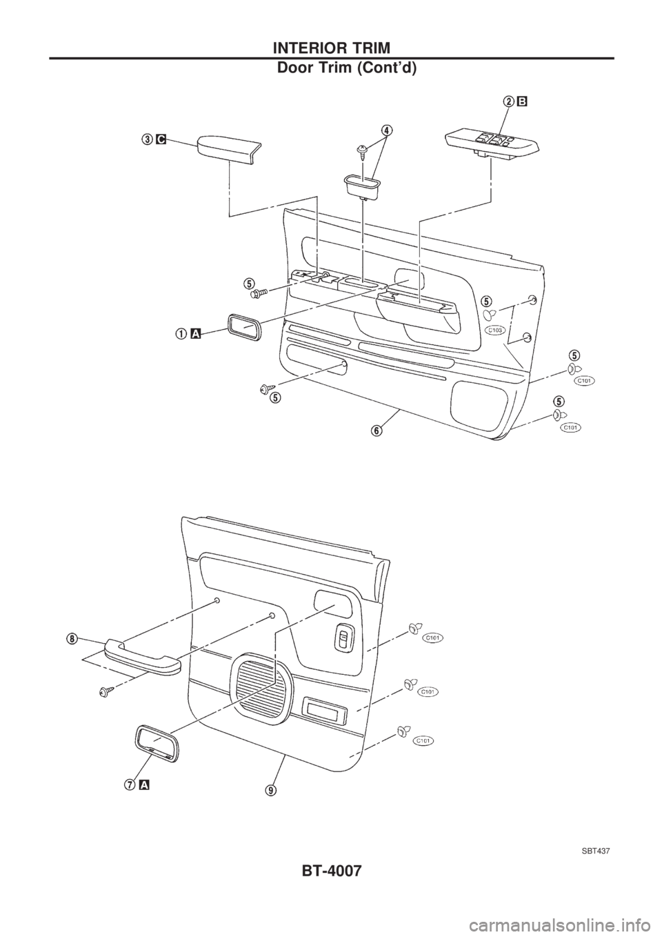 NISSAN PICK-UP 2003 Owners Manual SBT437
INTERIOR TRIM
Door Trim (Contd)
BT-4007 