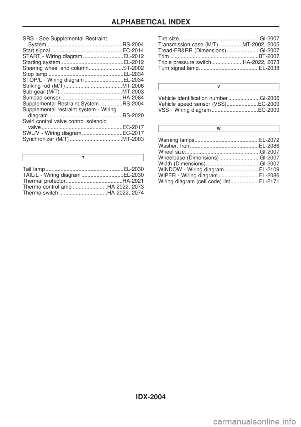 NISSAN PICK-UP 1999 Repair Manual SRS - See Supplemental Restraint
System ..................................................RS-2004
Start signal ................................................EC-2014
START - Wiring diagram .......... NISSAN PICK-UP 1999 Repair Manual SRS - See Supplemental Restraint
System ..................................................RS-2004
Start signal ................................................EC-2014
START - Wiring diagram ..........