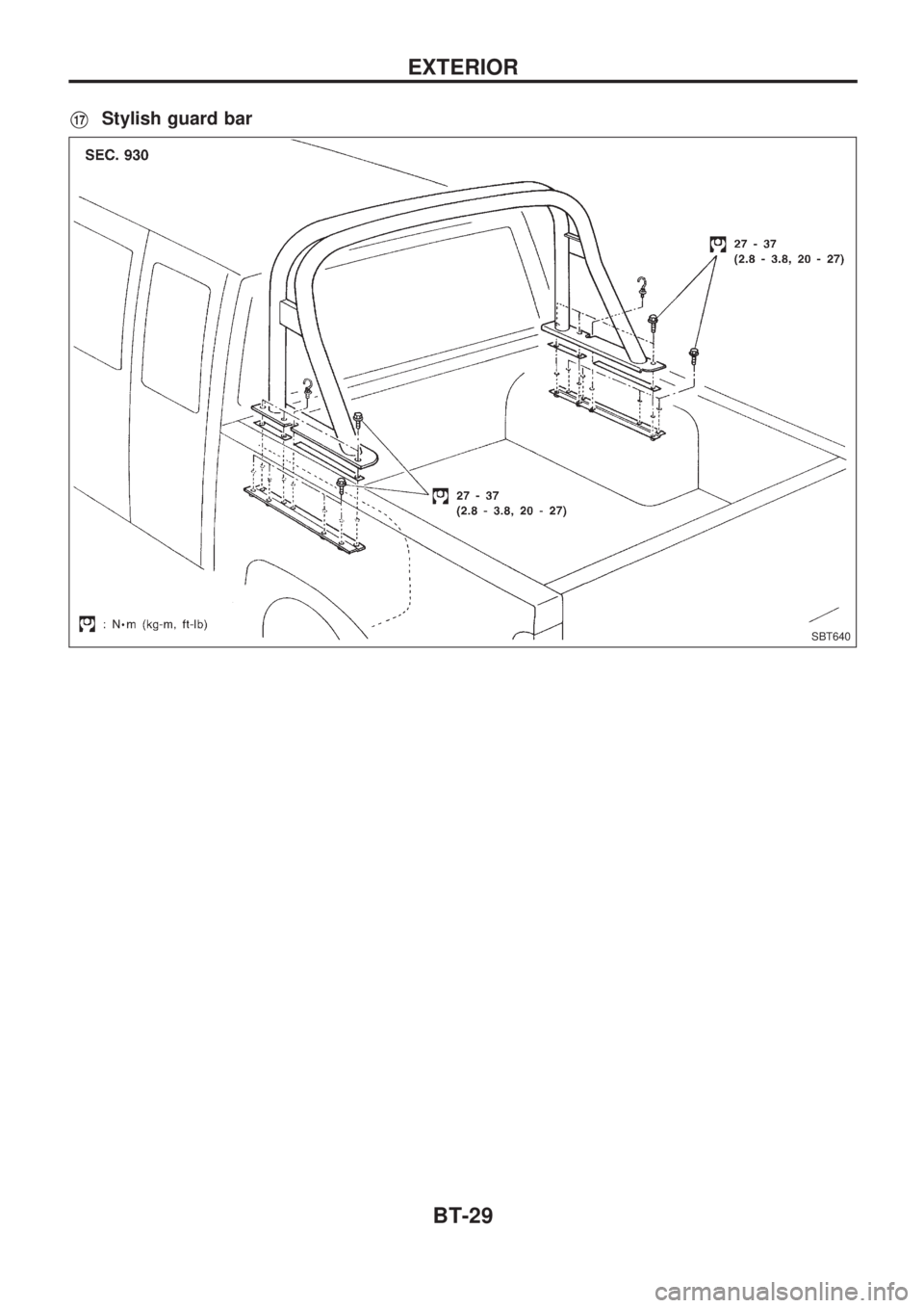 NISSAN PICK-UP 1998 Repair Manual V17Stylish guard bar
SBT640
EXTERIOR
BT-29 NISSAN PICK-UP 1998 Repair Manual V17Stylish guard bar
SBT640
EXTERIOR
BT-29