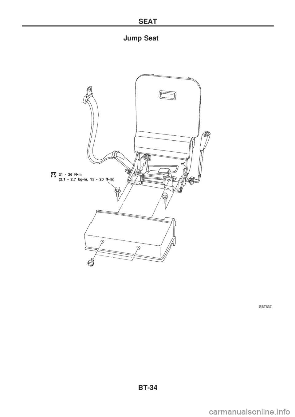 NISSAN PICK-UP 1998  Repair Manual Jump Seat
SBT637
SEAT
BT-34 