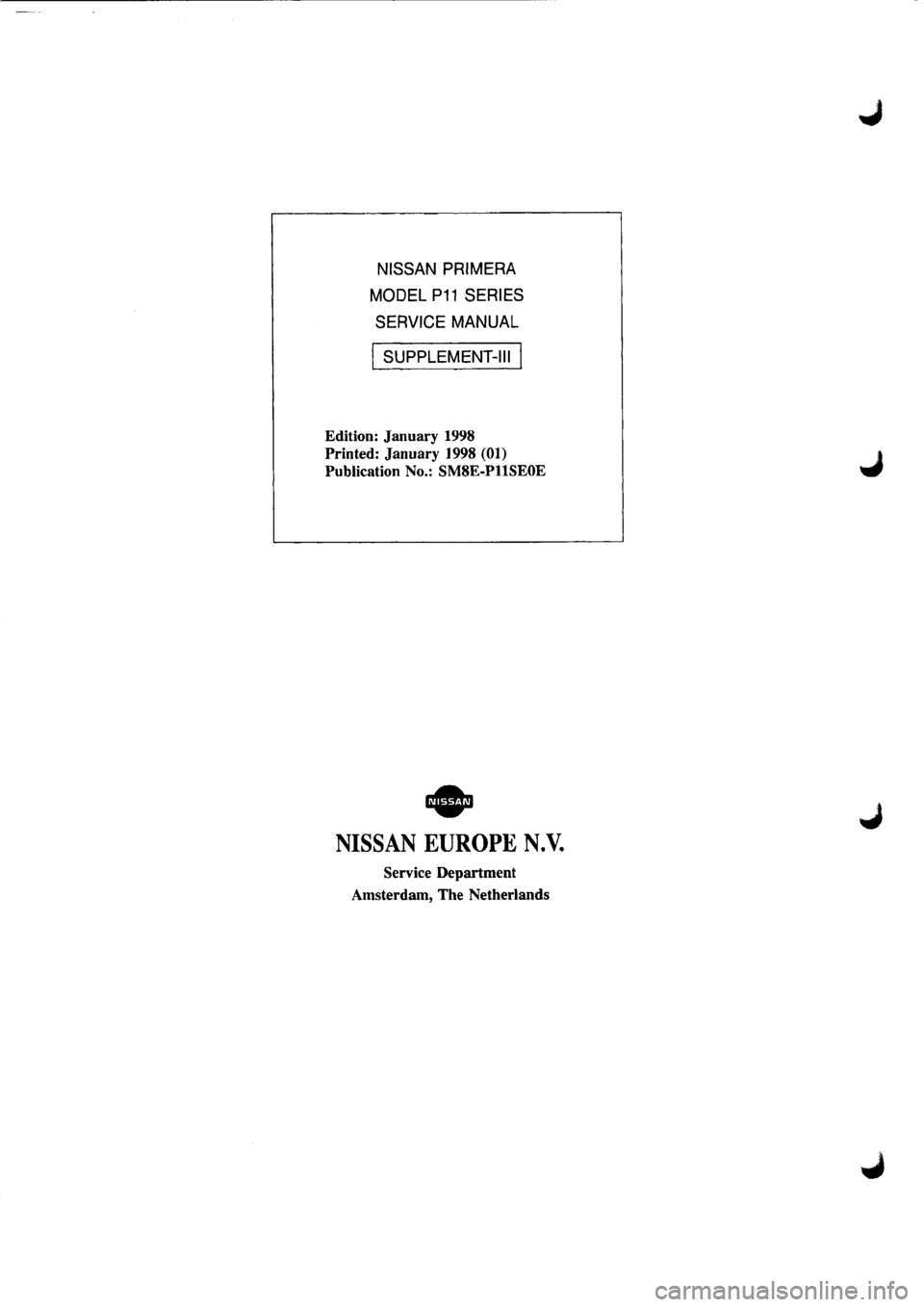 NISSAN PRIMERA 1998  Service Repair Manual 