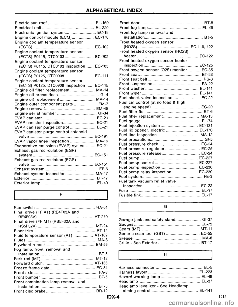 NISSAN PRIMERA 1996 Service Repair Manual 1215 NISSAN PRIMERA 1996 Service Repair Manual 1215