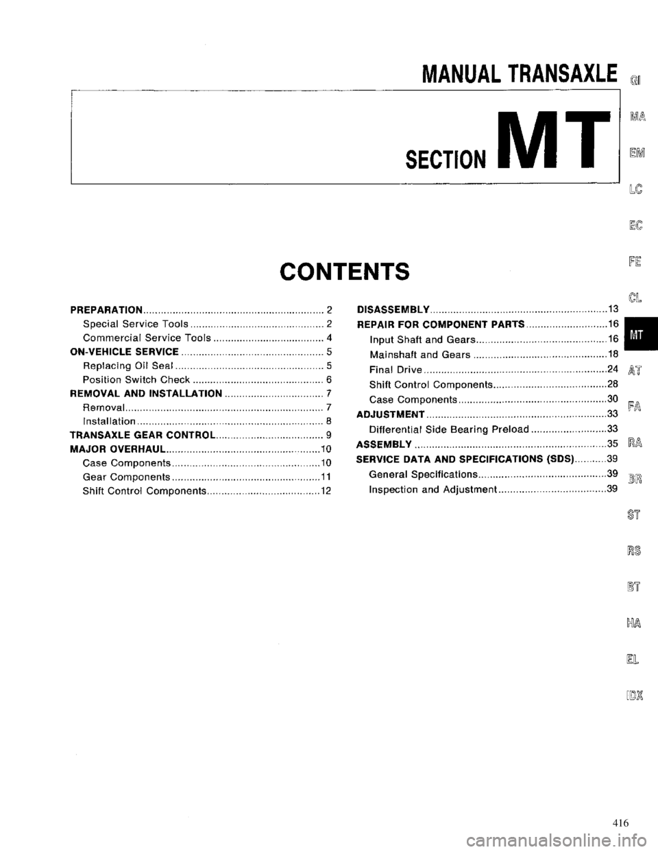 NISSAN PRIMERA 1996 Service Repair Manual 416 NISSAN PRIMERA 1996 Service Repair Manual 416