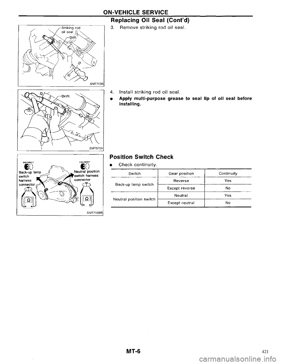 NISSAN PRIMERA 1996  Service Repair Manual 421 