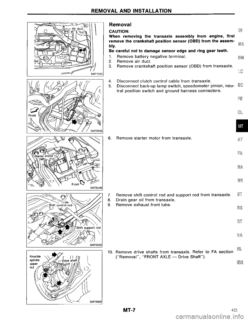NISSAN PRIMERA 1996  Service Repair Manual 422 