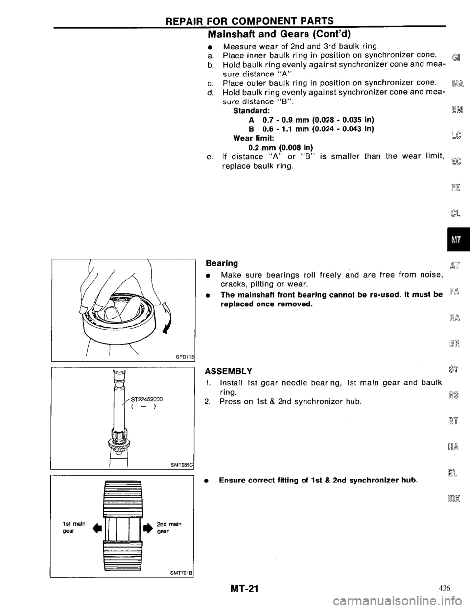 NISSAN PRIMERA 1996 Service Repair Manual 436 NISSAN PRIMERA 1996 Service Repair Manual 436
