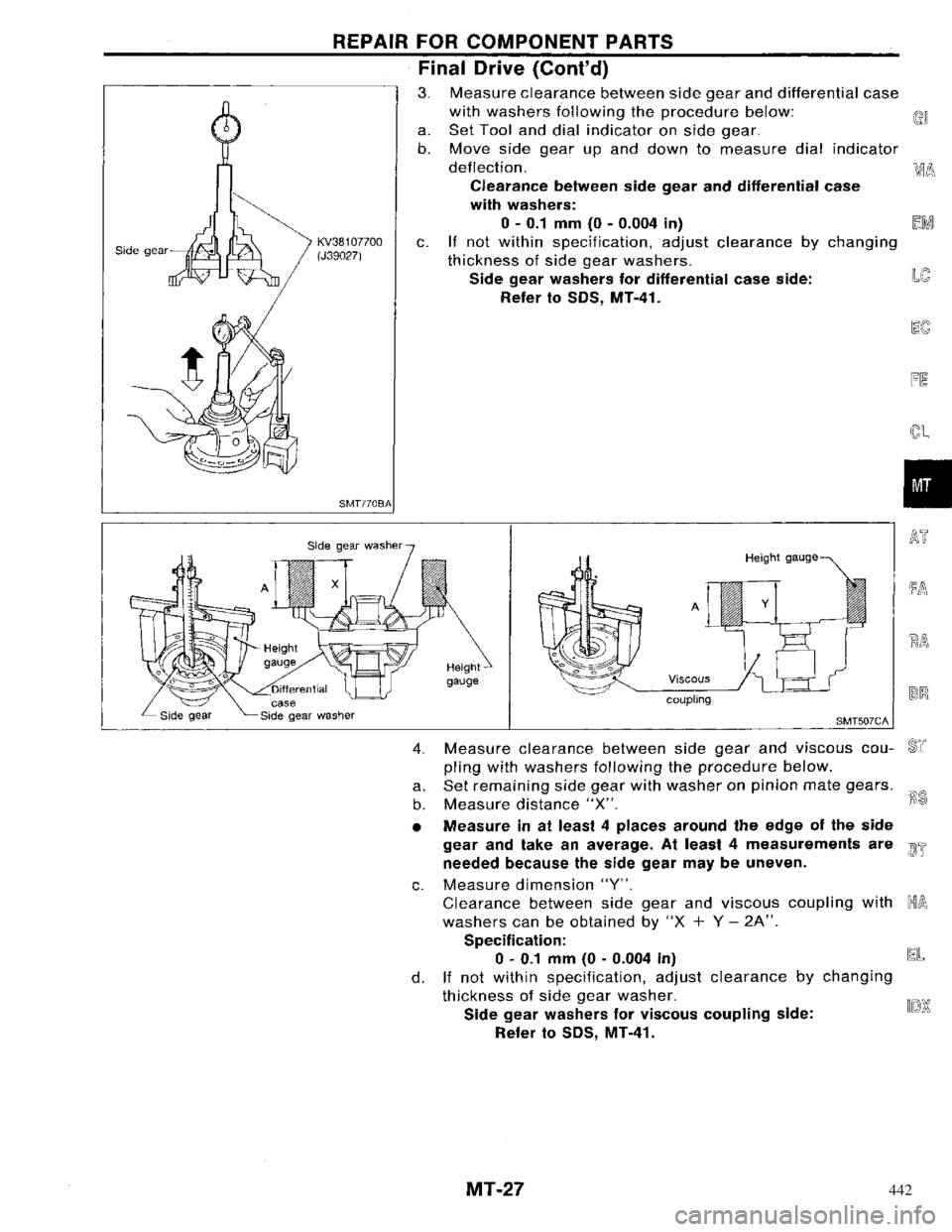 NISSAN PRIMERA 1996 Service Repair Manual 442 NISSAN PRIMERA 1996 Service Repair Manual 442