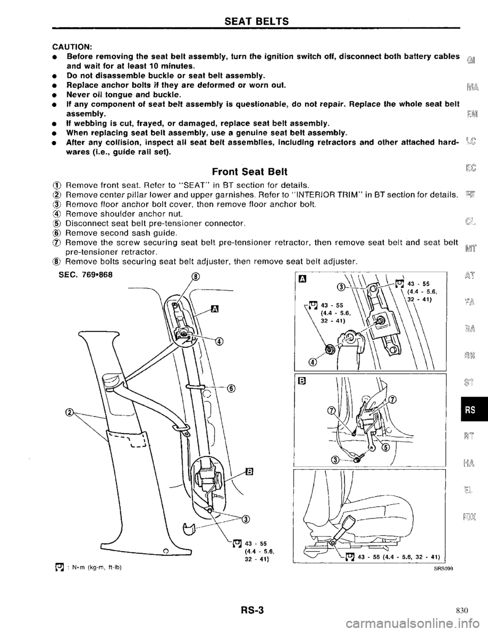 NISSAN PRIMERA 1996  Service Repair Manual 830 