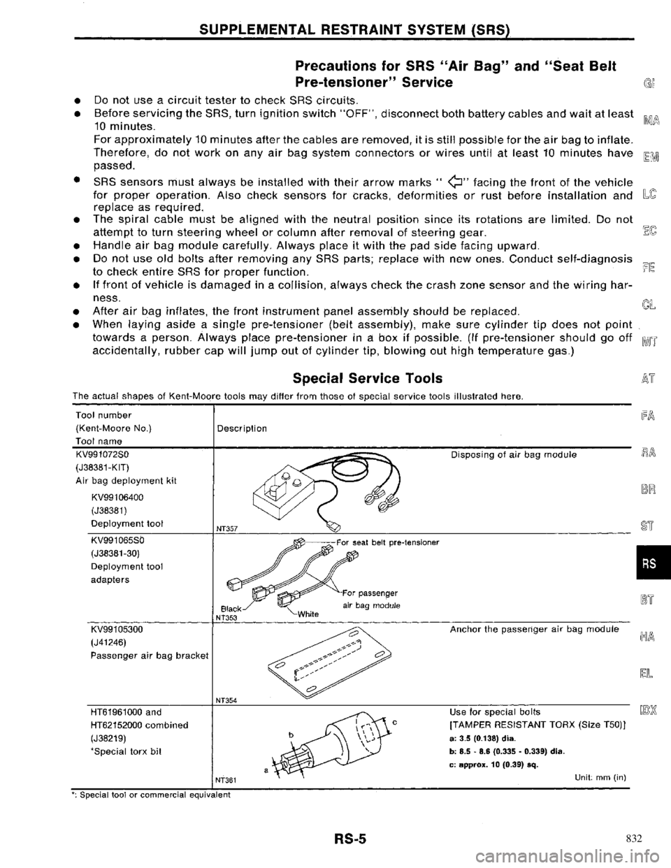 NISSAN PRIMERA 1996  Service Repair Manual 832 