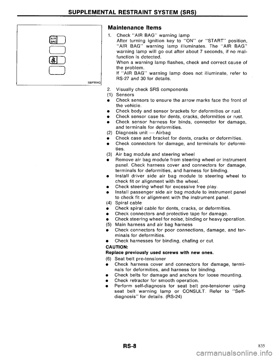 NISSAN PRIMERA 1996  Service Repair Manual 835 