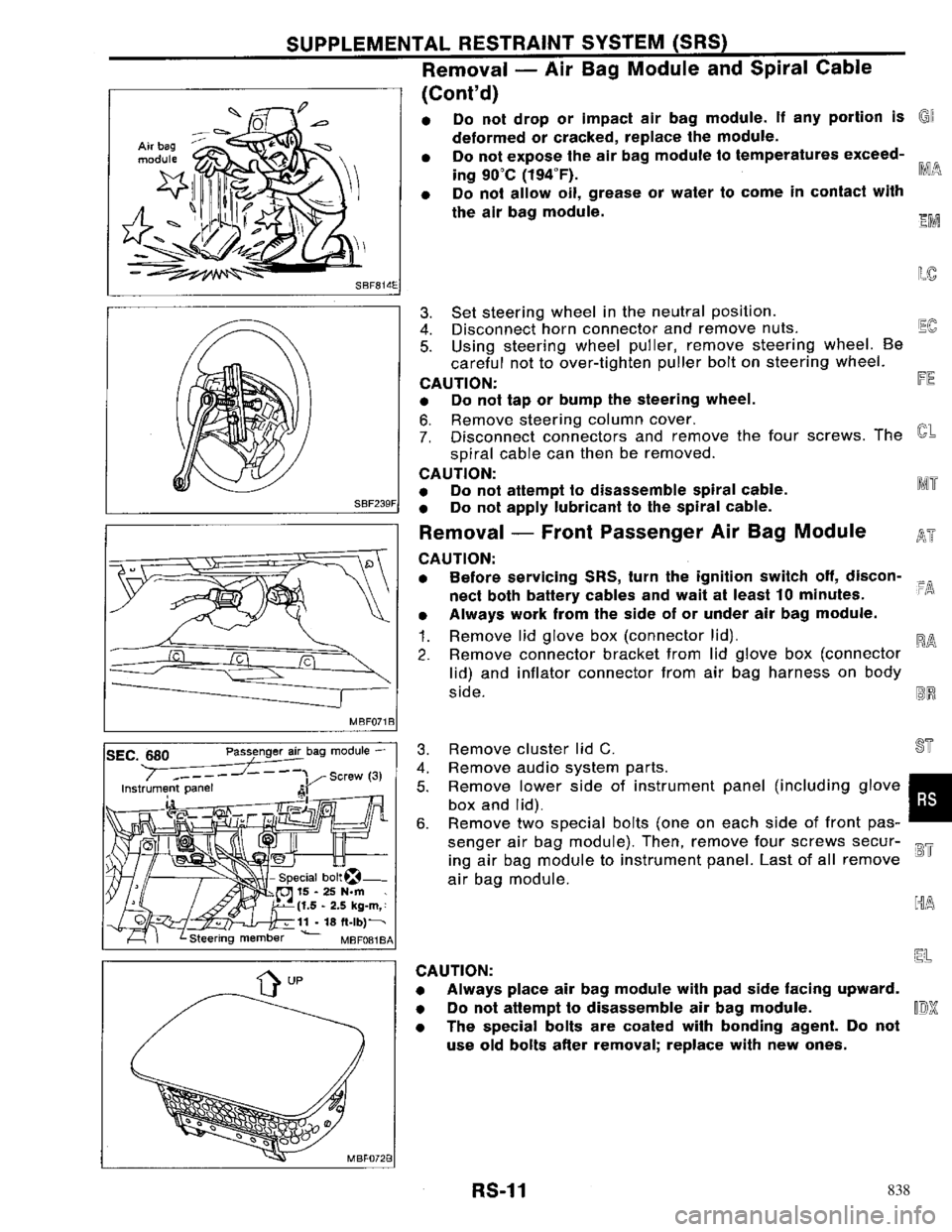 NISSAN PRIMERA 1996  Service Repair Manual 838 